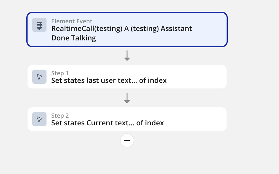 Screenshot of a running transcript in a Bubble repeating group